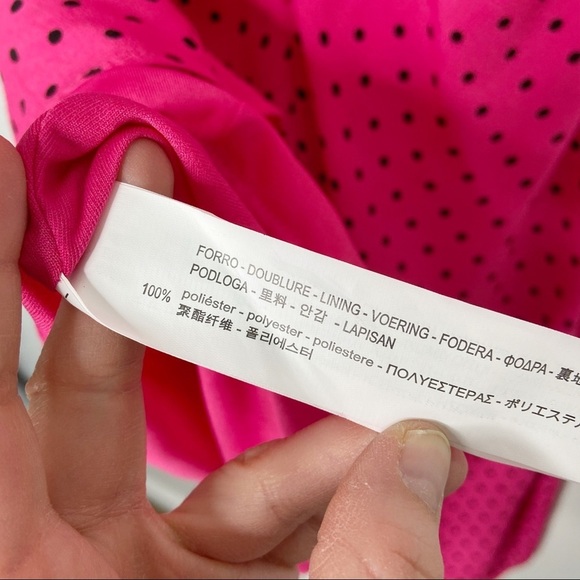 Zara Trafaluc Bright Pink Polka Dot Ruched Asymmetrical Dress - Picture 12 of 16